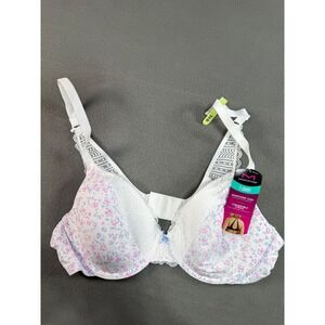 Maidenform 09404 Comfort Devotion T-Shirt Bra 36B Floral Lace Convertible Straps